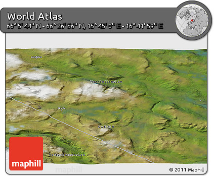 Satellite 3D Map of the Area around 66° 16' 20" N, 16° 13' 30" E