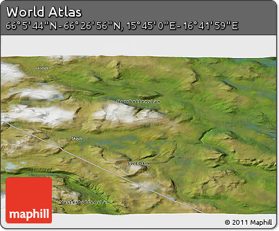 Satellite 3D Map of the Area around 66° 16' 20" N, 16° 13' 30" E