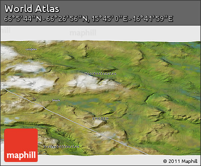 Satellite 3D Map of the Area around 66° 16' 20" N, 16° 13' 30" E
