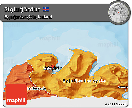 Political 3D Map of Siglufjörður