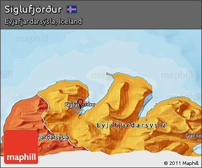 Political 3D Map of Siglufjörður