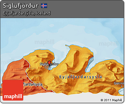 Political 3D Map of Siglufjörður