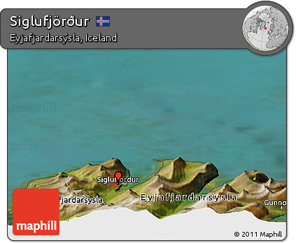 Satellite Panoramic Map of Siglufjörður