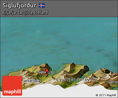Satellite Panoramic Map of Siglufjörður