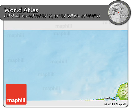 Physical 3D Map of the Area around 66° 16' 20" N, 19° 28' 30" W