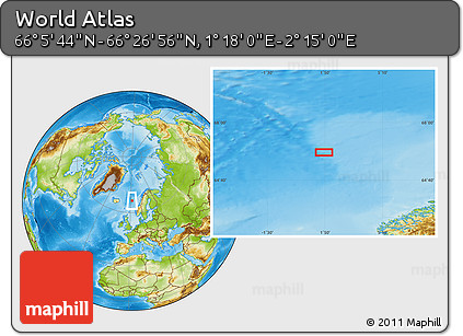 Physical Location Map of the Area around 66° 16' 20" N, 1° 46' 29" E