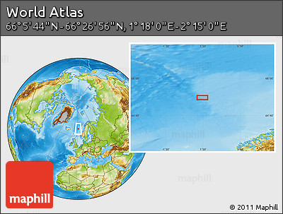 Physical Location Map of the Area around 66° 16' 20" N, 1° 46' 29" E