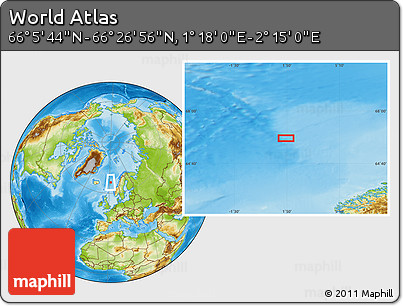 Physical Location Map of the Area around 66° 16' 20" N, 1° 46' 29" E