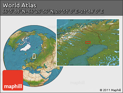 Satellite Location Map of the Area around 66° 16' 20" N, 21° 19' 30" E