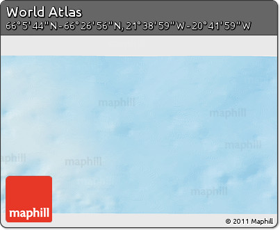 Shaded Relief 3D Map of the Area around 66° 16' 20" N, 21° 10' 29" W
