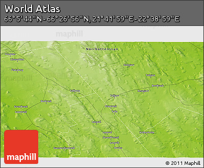 Physical 3D Map of the Area around 66° 16' 20" N, 22° 10' 29" E