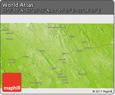Physical 3D Map of the Area around 66° 16' 20" N, 22° 10' 29" E