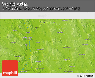 Physical 3D Map of the Area around 66° 16' 20" N, 23° 1' 29" E