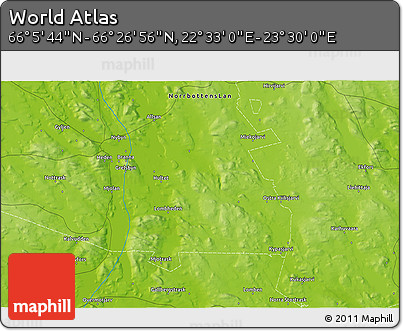 Physical 3D Map of the Area around 66° 16' 20" N, 23° 1' 29" E