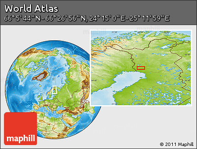 Physical Location Map of the Area around 66° 16' 20" N, 24° 43' 30" E
