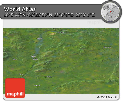 Satellite 3D Map of the Area around 66° 16' 20" N, 25° 34' 30" E