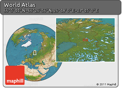 Satellite Location Map of the Area around 66° 16' 20" N, 27° 16' 29" E