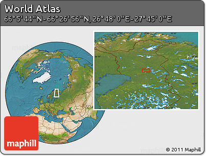 Satellite Location Map of the Area around 66° 16' 20" N, 27° 16' 29" E