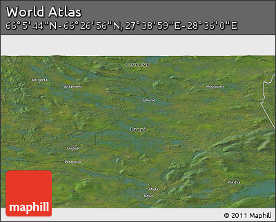 Satellite 3D Map of the Area around 66° 16' 20" N, 28° 7' 30" E