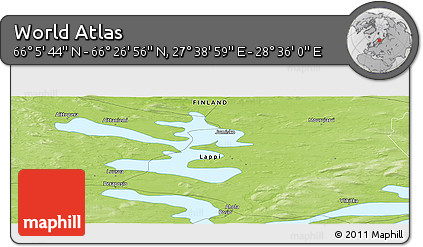 Physical Panoramic Map of the Area around 66° 16' 20" N, 28° 7' 30" E