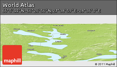 Physical Panoramic Map of the Area around 66° 16' 20" N, 28° 7' 30" E