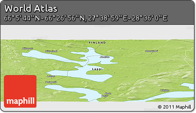 Physical Panoramic Map of the Area around 66° 16' 20" N, 28° 7' 30" E