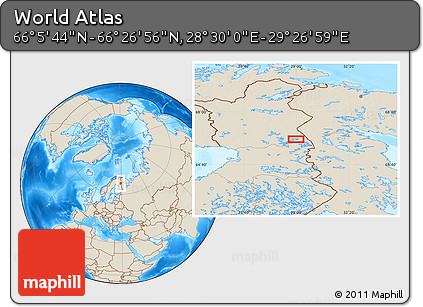 Shaded Relief Location Map of the Area around 66° 16' 20" N, 28° 58' 30" E