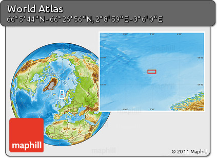 Physical Location Map of the Area around 66° 16' 20" N, 2° 37' 30" E