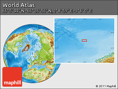 Physical Location Map of the Area around 66° 16' 20" N, 2° 37' 30" E