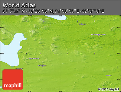 Physical Map of the Area around 66° 16' 20" N, 32° 22' 30" E