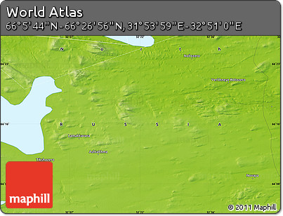 Physical Map of the Area around 66° 16' 20" N, 32° 22' 30" E