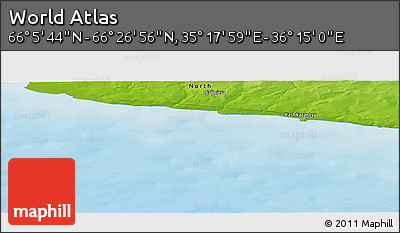 Physical Panoramic Map of the Area around 66° 16' 20" N, 35° 46' 29" E