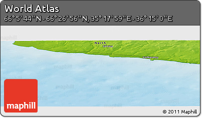 Physical Panoramic Map of the Area around 66° 16' 20" N, 35° 46' 29" E