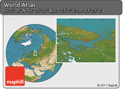 Satellite Location Map of the Area around 66° 16' 20" N, 38° 19' 30" E