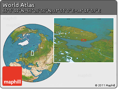 Satellite Location Map of the Area around 66° 16' 20" N, 38° 19' 30" E