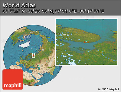 Satellite Location Map of the Area around 66° 16' 20" N, 38° 19' 30" E
