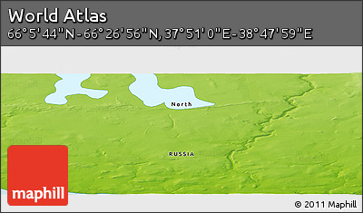 Physical Panoramic Map of the Area around 66° 16' 20" N, 38° 19' 30" E