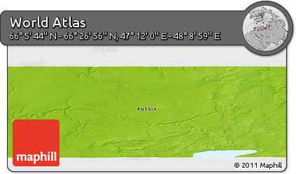 Physical Panoramic Map of the Area around 66° 16' 20" N, 47° 40' 29" E