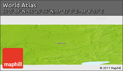 Physical Panoramic Map of the Area around 66° 16' 20" N, 47° 40' 29" E