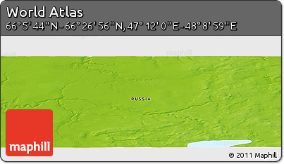 Physical Panoramic Map of the Area around 66° 16' 20" N, 47° 40' 29" E