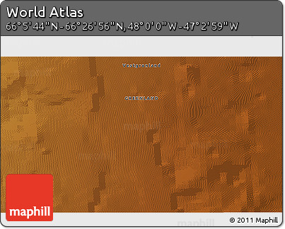 Physical 3D Map of the Area around 66° 16' 20" N, 47° 31' 29" W