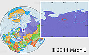 Political Location Map of the area around 66° 16' 20" N, 49° 22' 30" E