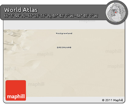 Shaded Relief 3D Map of the Area around 66° 16' 20" N, 49° 13' 30" W