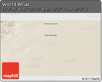 Shaded Relief 3D Map of the Area around 66° 16' 20" N, 49° 13' 30" W