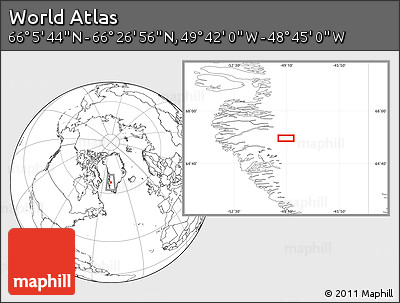 Blank Location Map of the Area around 66° 16' 20" N, 49° 13' 30" W