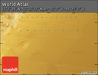 Physical Map of the Area around 66° 16' 20" N, 49° 13' 30" W