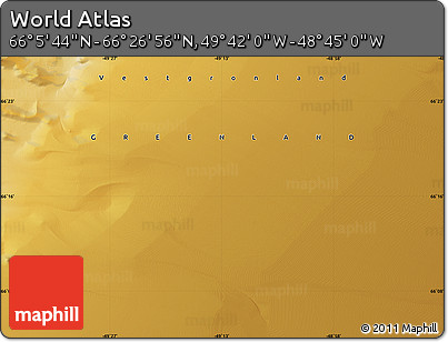 Physical Map of the Area around 66° 16' 20" N, 49° 13' 30" W