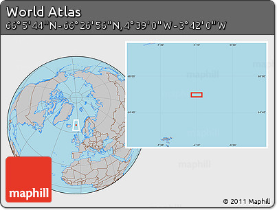 Gray Location Map of the Area around 66° 16' 20" N, 4° 10' 30" W