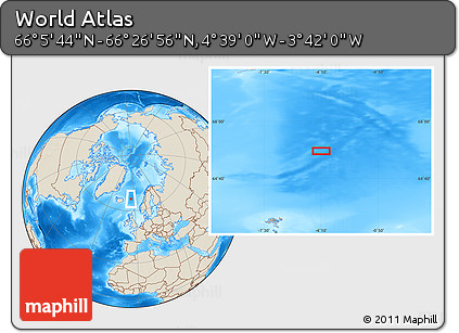 Shaded Relief Location Map of the Area around 66° 16' 20" N, 4° 10' 30" W