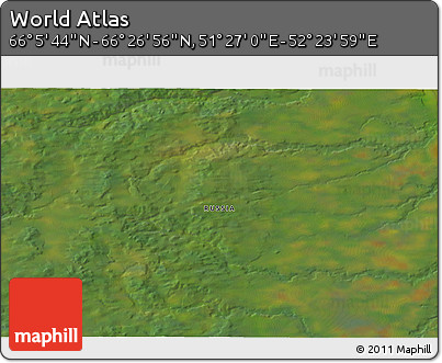 Satellite 3D Map of the Area around 66° 16' 20" N, 51° 55' 29" E